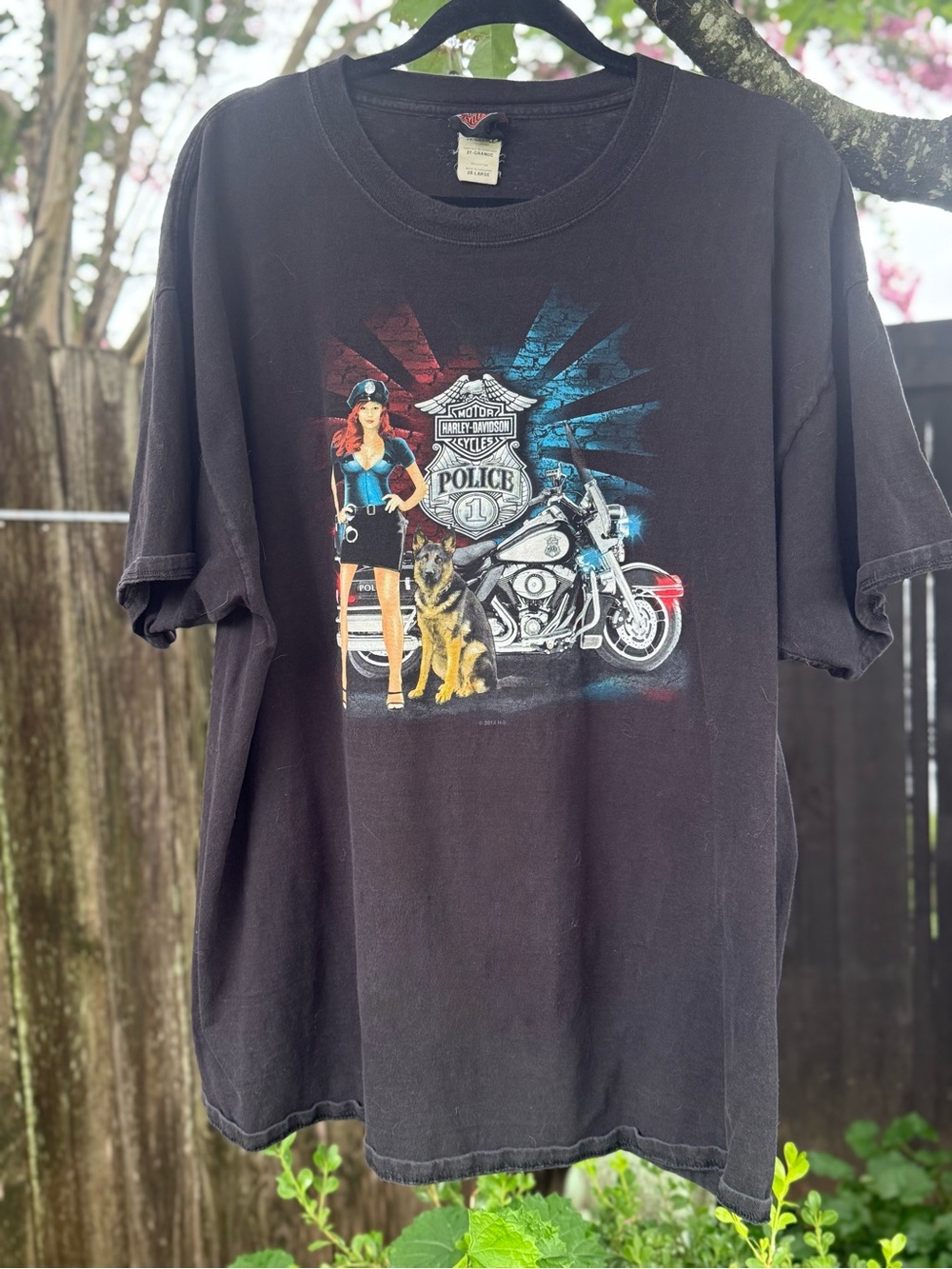 Harley Davidson Las Vegas Police Motorcycle Graphic Tee 2XL Black Biker Shirt